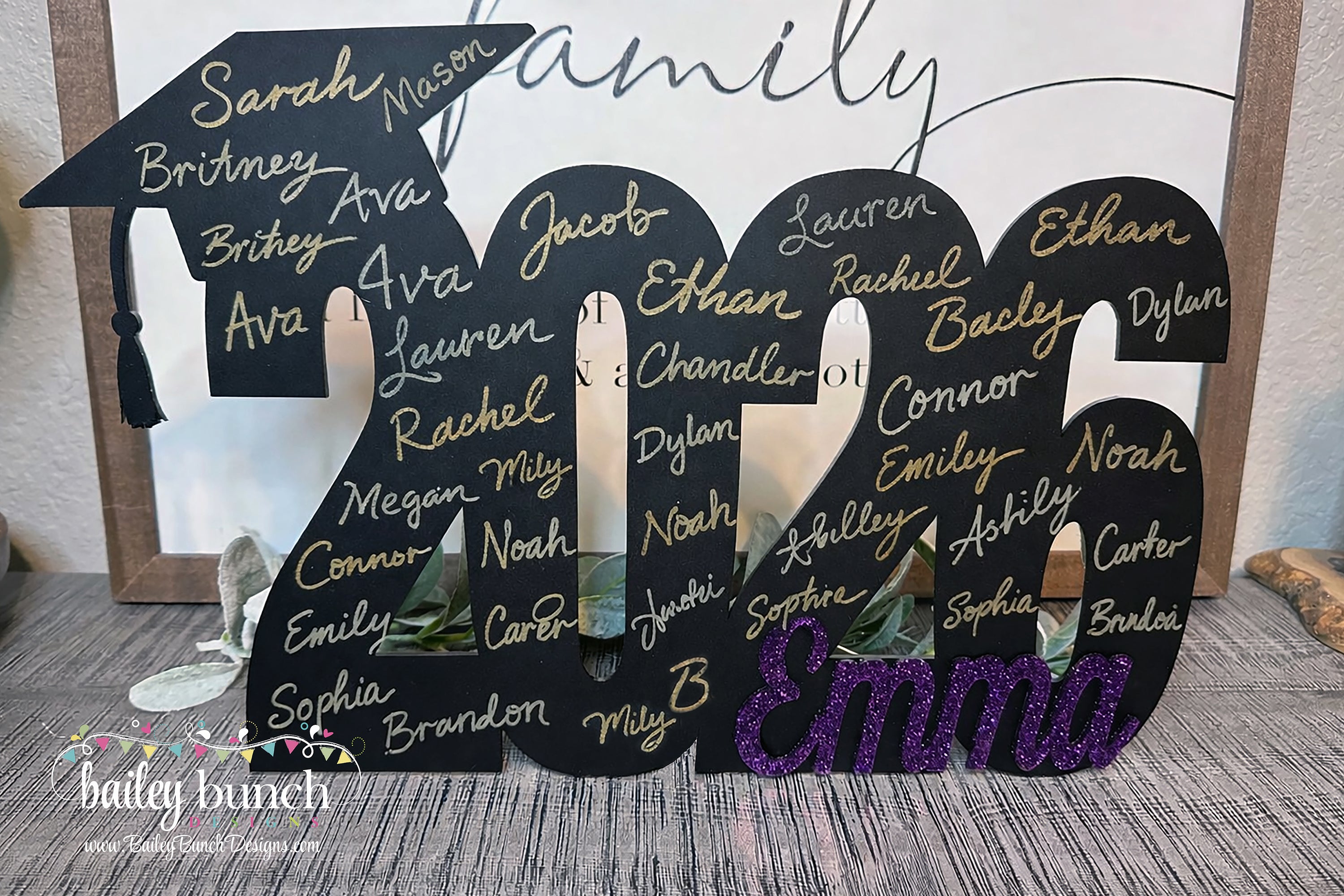 Personalized Class of 2026 graduation guest book sign with graduate name.