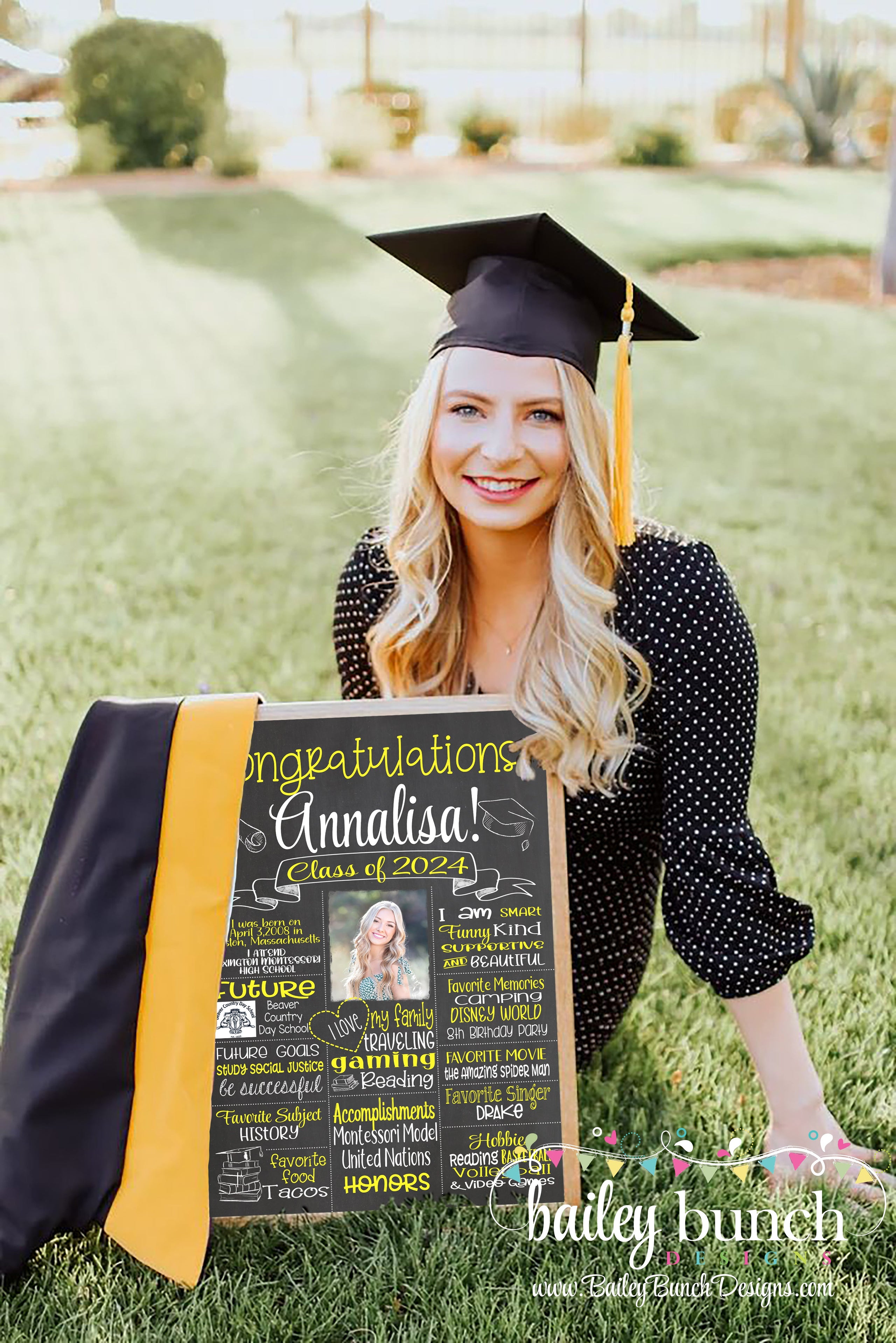 Graduation Sign Editable Canva Template, Grad PHOTO Chalkboard, Class ...