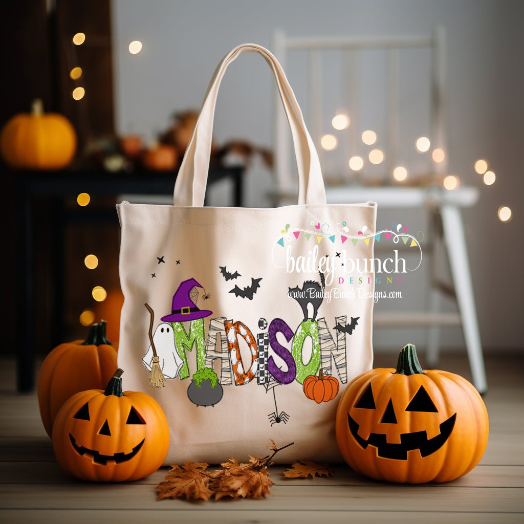 Halloween Retro Trick Or Treat Tote Bag Personalized TOTETRICKS0520