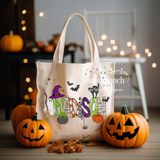 Halloween Retro Trick Or Treat Tote Bag Personalized TOTETRICKS0520