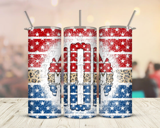 Patriotic MOM Shimmer Leopard Glitter Tumbler TUMMOMFLAG0520