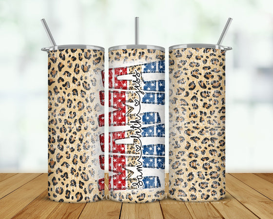 Patriotic Mama Shimmer Leopard Glitter Tumbler TUMMAFLAG0520