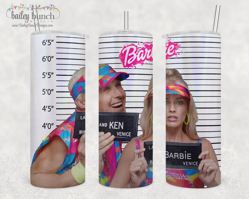 Barbie & Ken Mugshot Shimmer Glitter Tumbler TUMBMUG0520