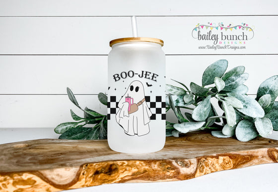 BOO-JEE GHOST Frosted Glass Cup Libbey Can LIBBEYBOOJEE0520