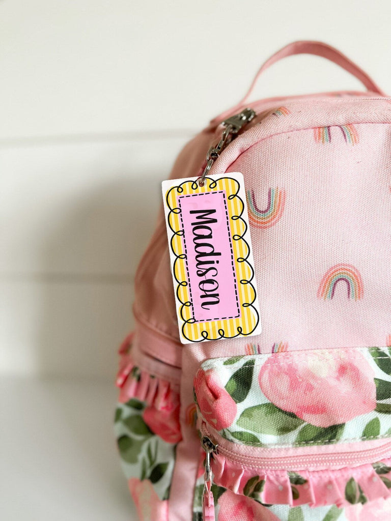 School Backpack Name Plate Tags TAGPINKY0520