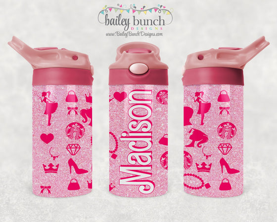 Kids Barbie Movie Personalized Name Water Bottle Tumbler TUMB0520