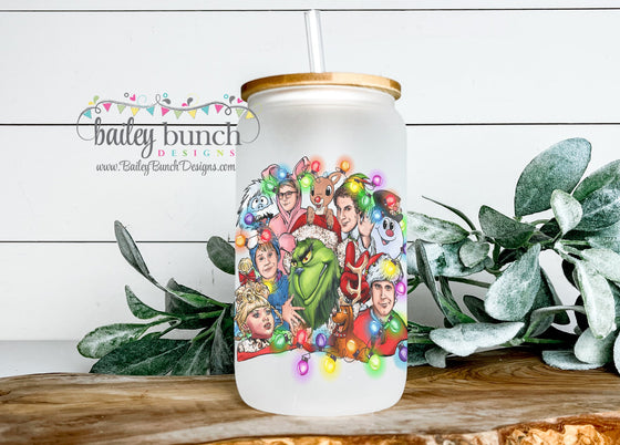 Christmas Friends Frosted Glass Cup Libbey Can Tumbler LIBBEYCHRISTMAS0520