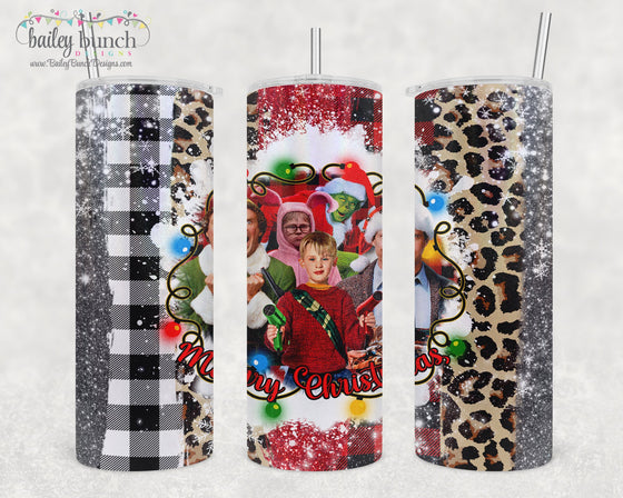 Christmas Movies Boys of Christmas Leopard Plaid Shimmer Glitter Tumbler TUMBFR20520