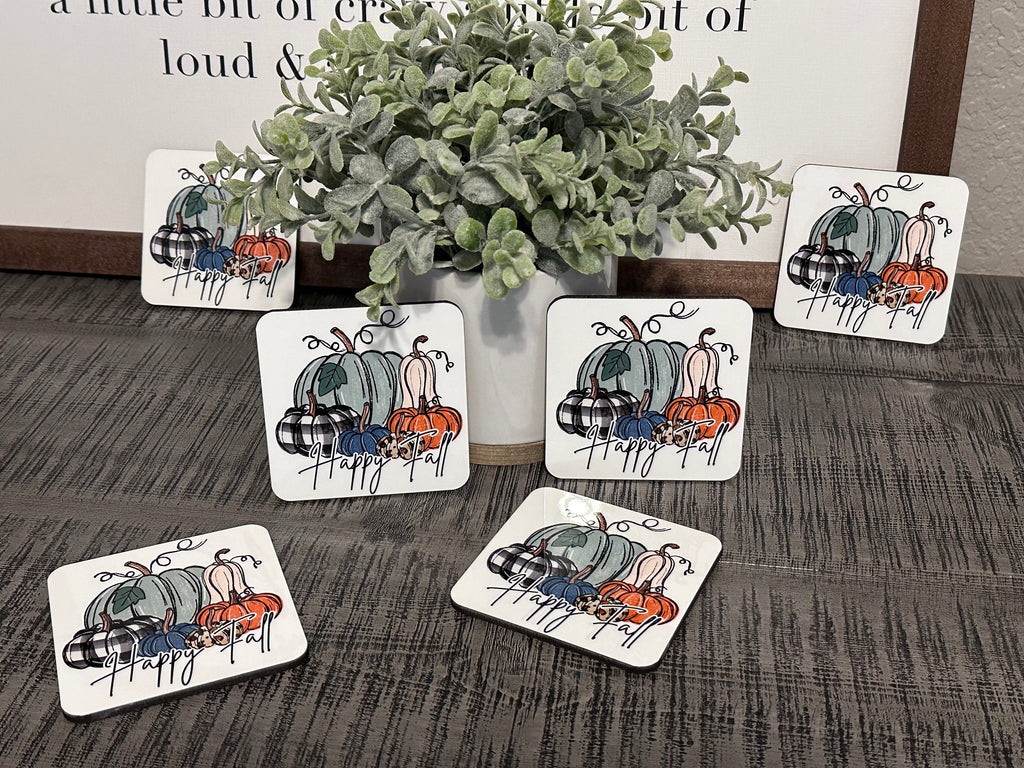 FALL COASTER SET PUMPKINS Leopard Set COASTFALL0520