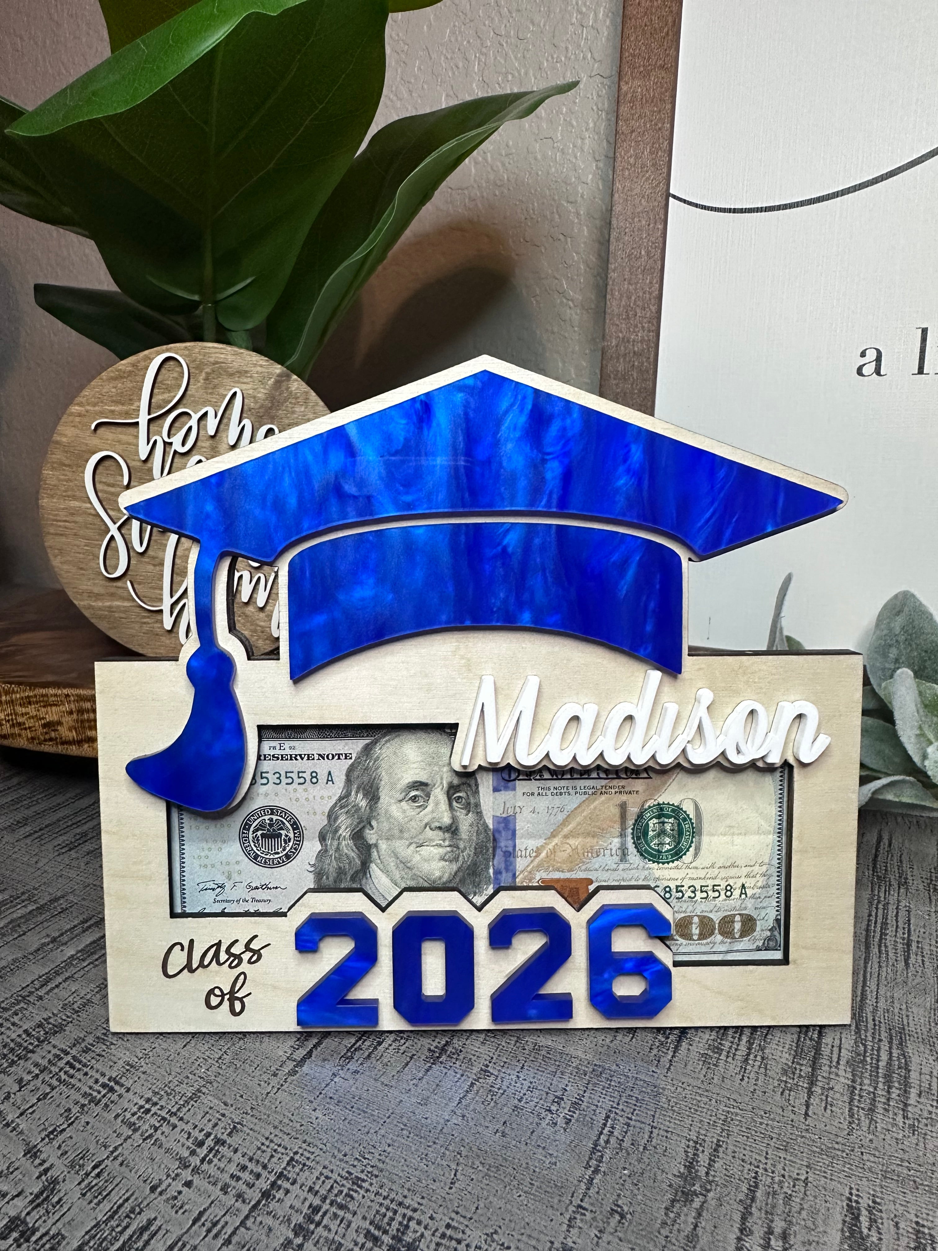 Barbers Hill Graduation Money Card Holder | Royal Blue Pearl Gift