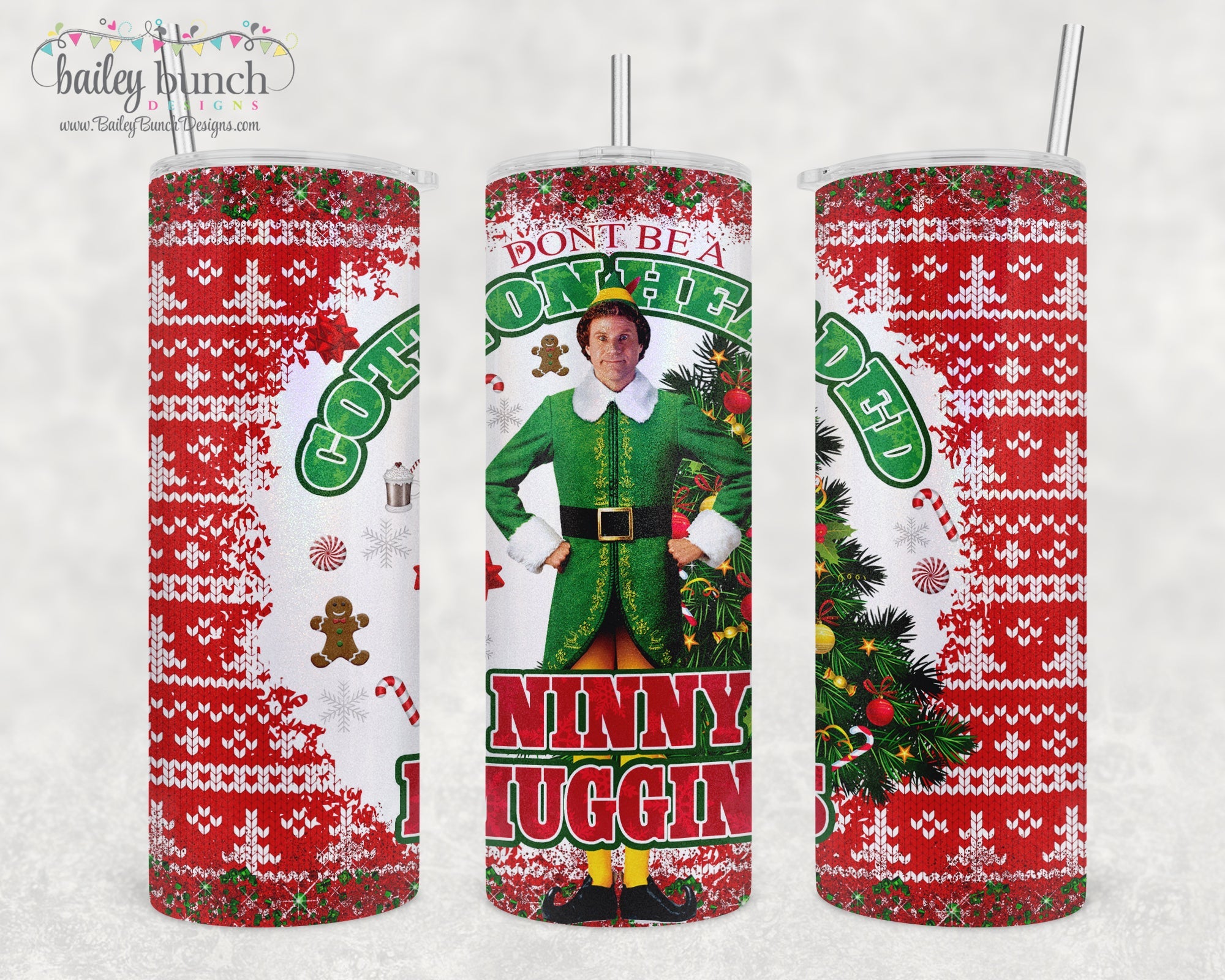 Christmas ELF Buddy Cottonheaded Ninny Muggins Shimmer Glitter Tumbler  TUMBELFMUGGINS0520