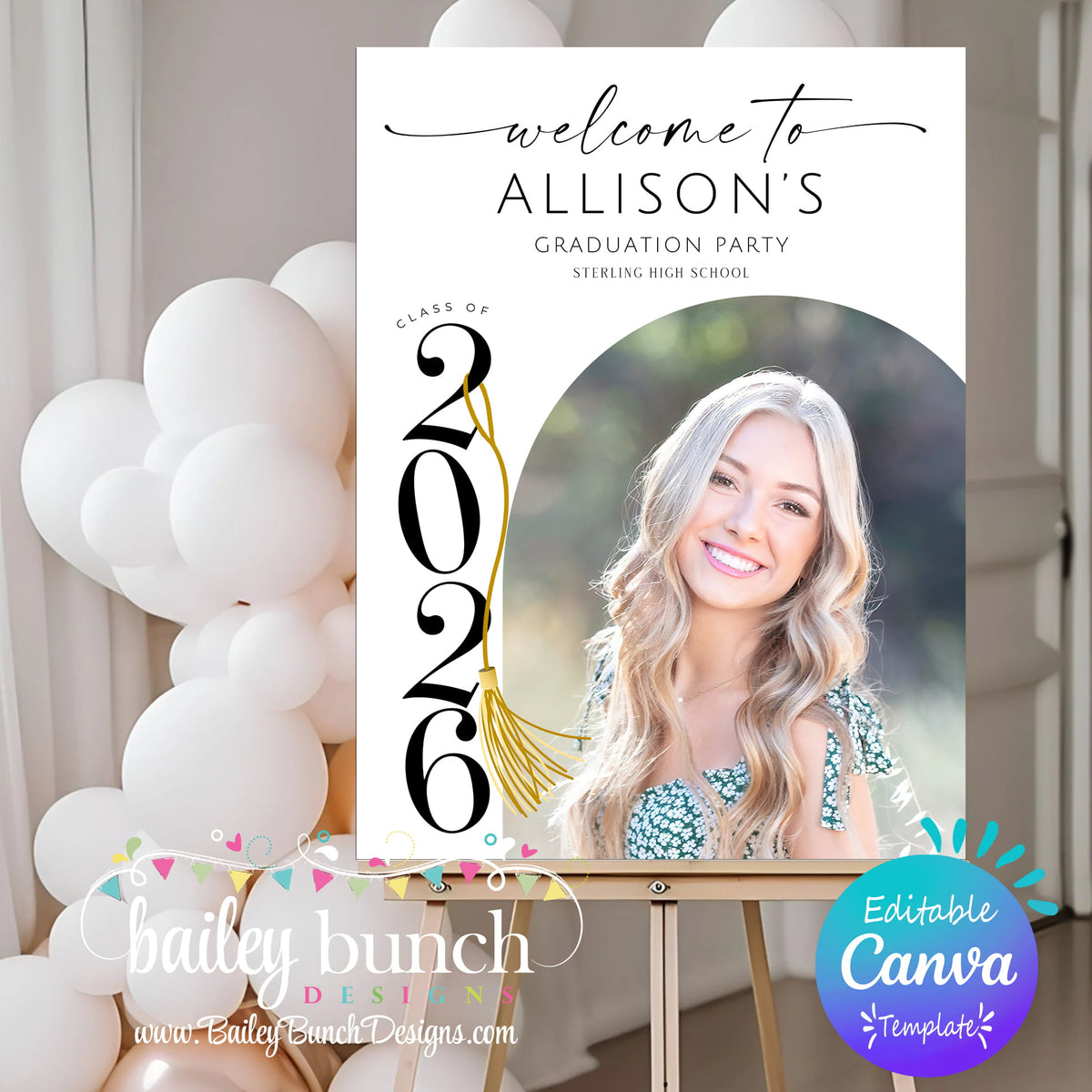 Senior Graduation Party Welcome Sign Template GRADWELTASSELTEMP05 ...