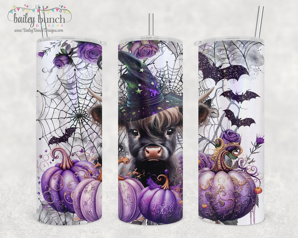 Baby Highland Cow Witch Halloween Shimmer Glitter Tumbler TUMBCOW0520