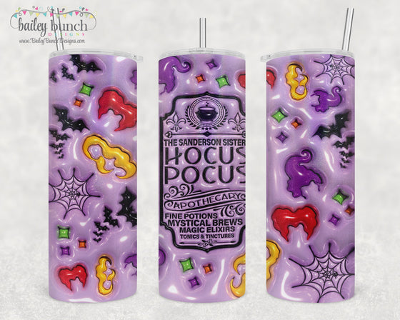 Hocus Pocus Halloween PUFF Shimmer Glitter Tumbler TUMBPURPLE0520