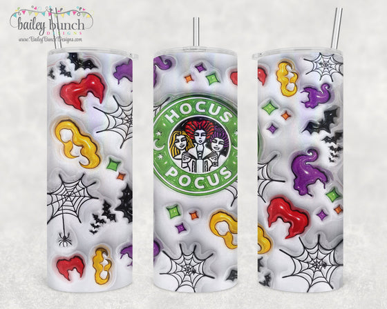 Hocus Pocus Halloween PUFF Shimmer Glitter Tumbler TUMBWHITE0520