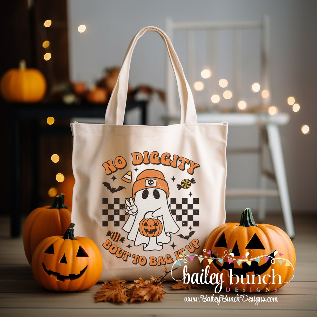 No Diggity Bout To Bag It Up Ghost Halloween Bag Tote TOTEDIGGITY20520