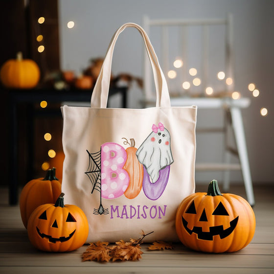 Halloween Retro Trick Or Treat Tote Bag Personalized