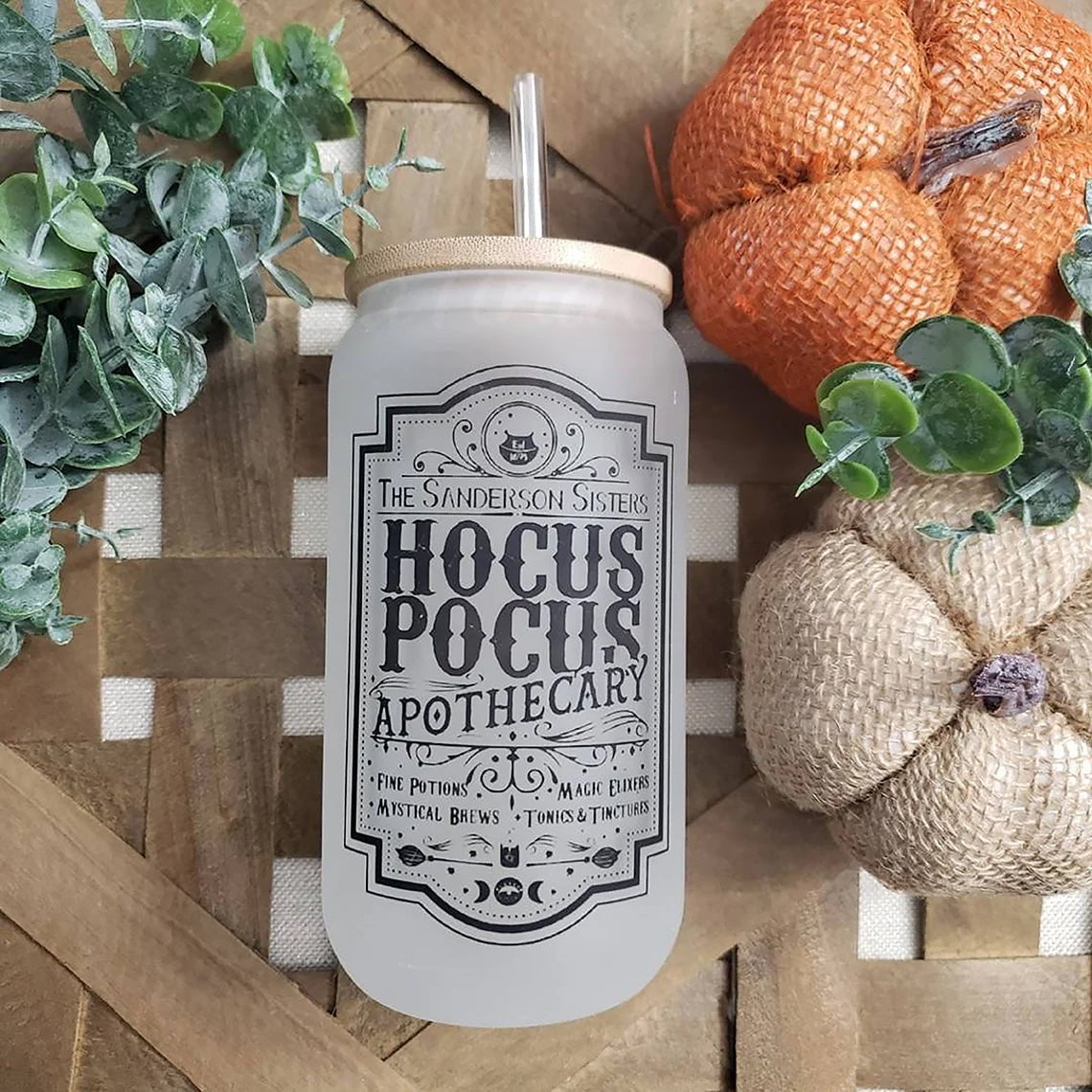 Hocus Pocus Apothecary Frosted Glass Cup Libbey Can