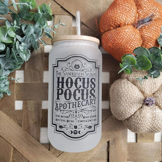 Hocus Pocus Apothecary Frosted Glass Cup Libbey Can LIBBEYHOCUS0520