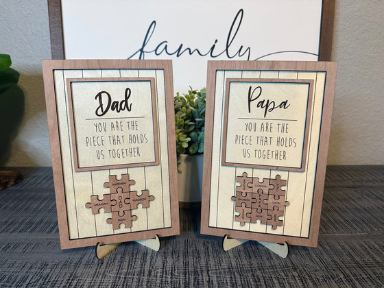 The Piece that Holds us Together Personalized Wooden Puzzle Sign - Engraved PUZZLE0520