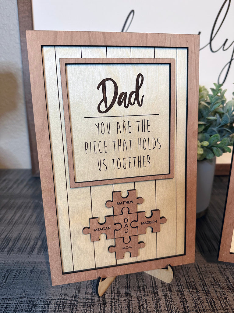 The Piece that Holds us Together Personalized Wooden Puzzle Sign - Engraved PUZZLE0520