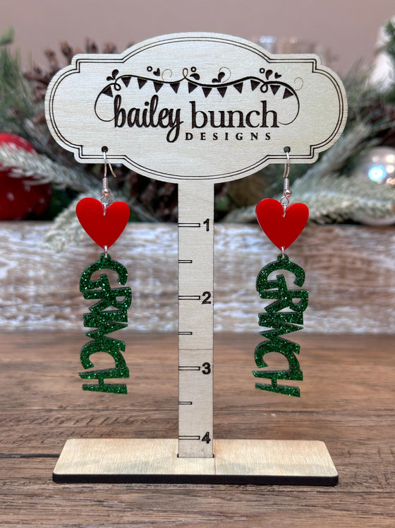 Christmas Heart Grinch Earrings EARGRINCHHEART0520