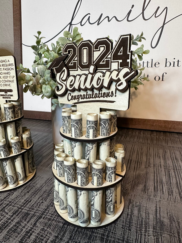 Graduation Gift Money Cake, Senior Graduation 2024 Money Holder - Engraved SENIORMC0520