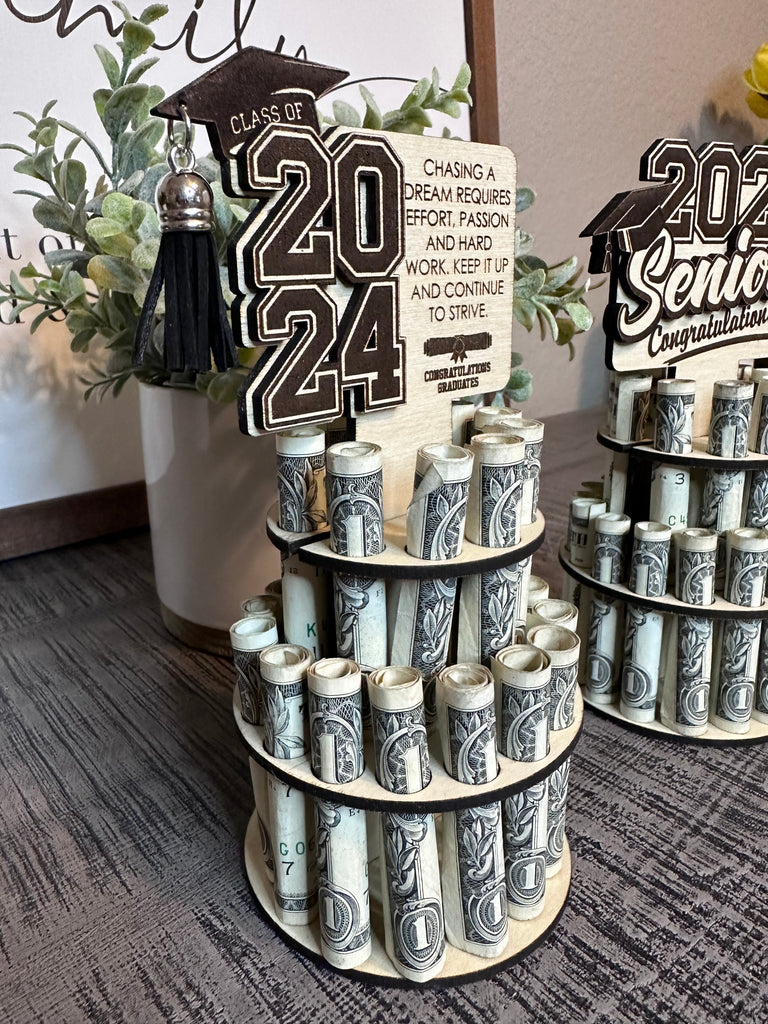 Graduation Gift Money Cake, Senior Graduation 2024 Money Holder - Engraved SENIORMC0520