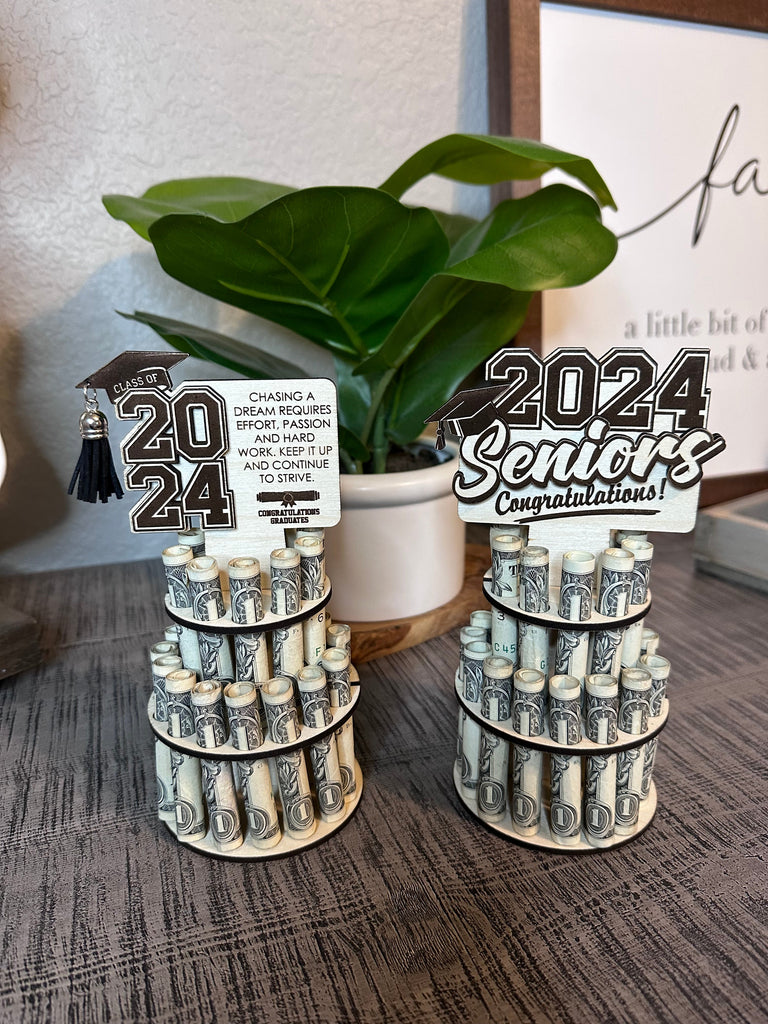 Graduation Gift Money Cake, Senior Graduation 2024 Money Holder - Engraved SENIORMC0520
