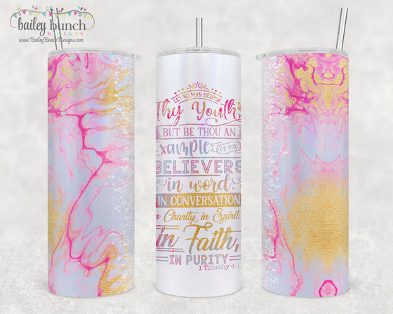 LET NO MAN  DESPISE Shimmer Glitter Tumbler TUMBNOMAN0520