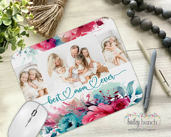 Mother's Day Pink Teal Photo Personalized Mouse Pad MOMMOUSE0520