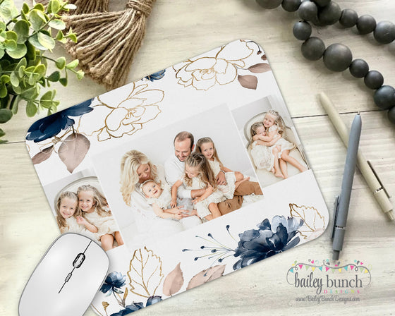 Mother's Day Navy Gold Photo Personalized Mouse Pad MOM2MOUSE0520