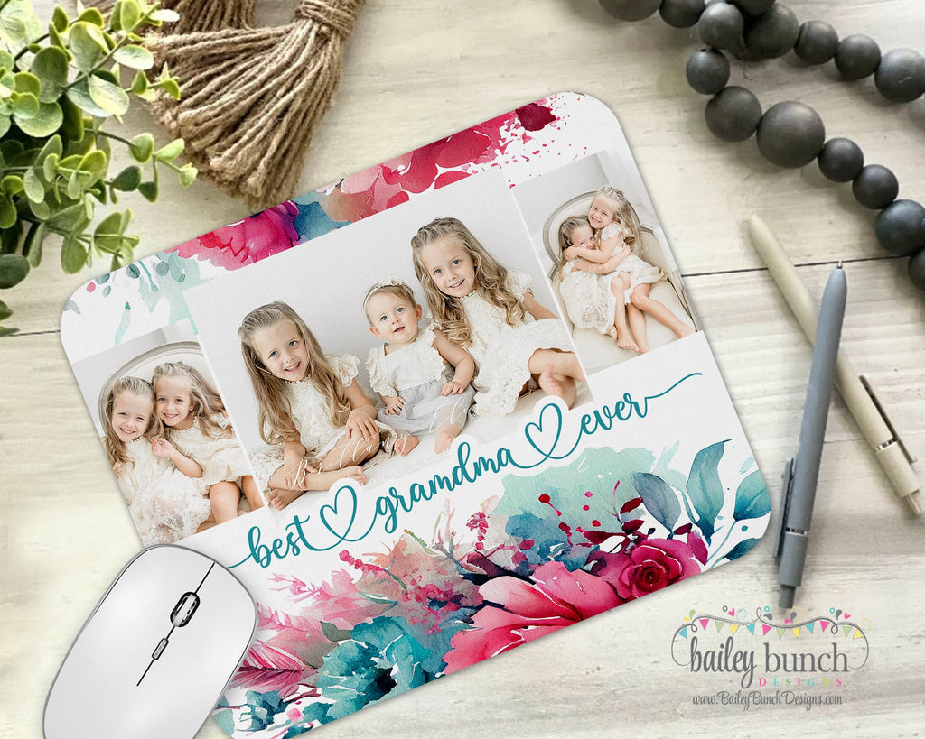 Mother's Day Pink Teal Photo Personalized Mouse Pad MOMMOUSE0520