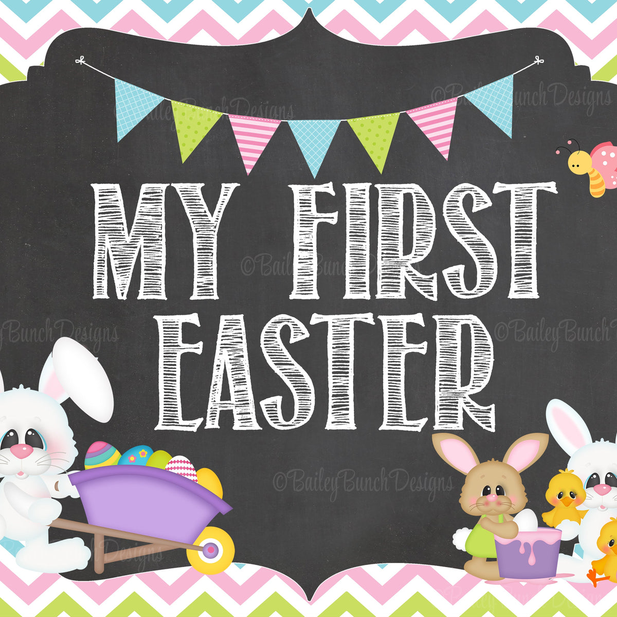 Baby's 1st Easter Chalkboard Sign - INSTANT DOWNLOAD ID1STEASTERCHALK0 ...