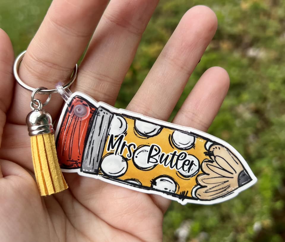 Teacher Pencil Keychain KEYTEACH0520 – Bailey Bunch Designs
