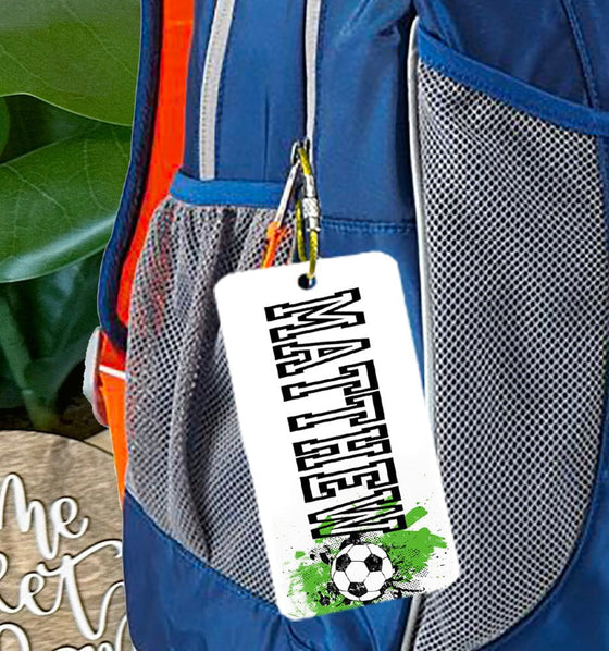 School Backpack Name Tags Soccer TAGSOCCER0520