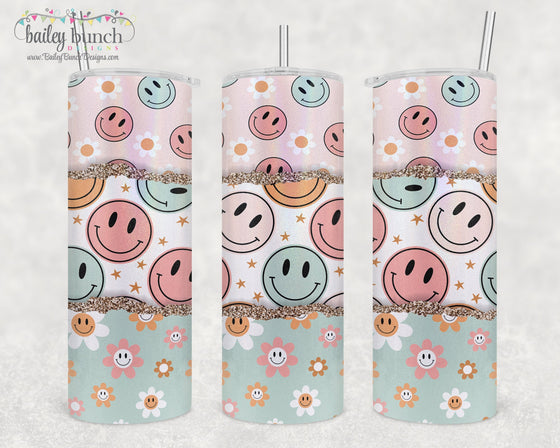 Retro Smiley Face Shimmer Glitter Tumbler TUMBSMILE0520