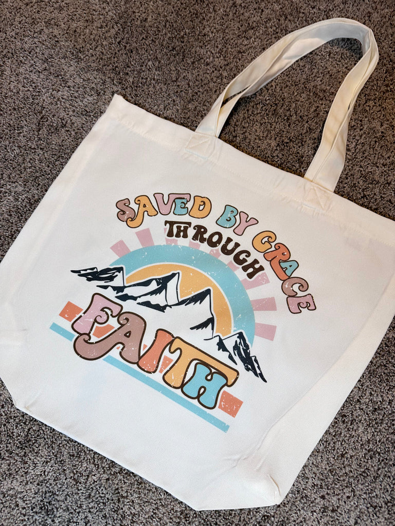 Saved by Grace Through Faith Tote Bag TOTEGRACE0520
