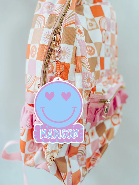 Smiley Face Backpack Name Tag Charms TAGSMILEB520