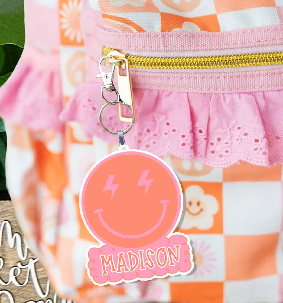 Smiley Face Backpack Name Tag Charms TAGSMILEPP520