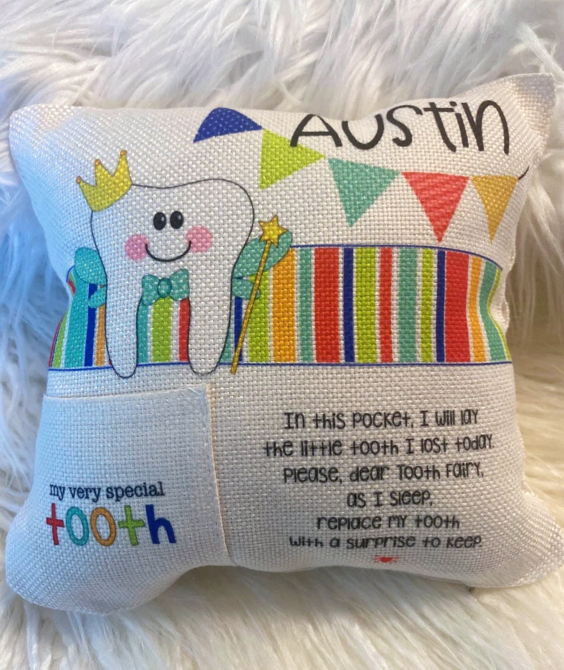 Tooth Fairy Pillow with pocket, small toothfairy pillow, Cute fairy pi –  GlitterGiftsAndMore