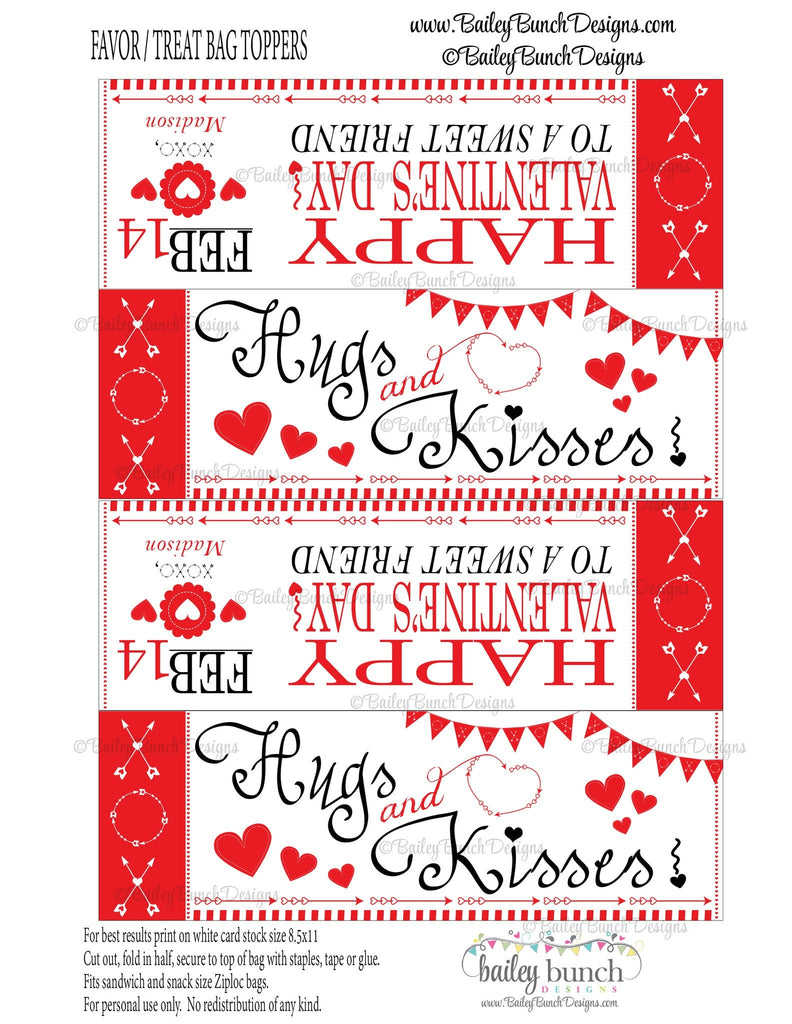 Hugs & Kisses Bag Toppers, Valentines VDAYKISS0520