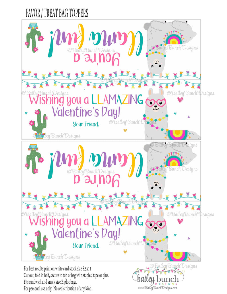 Llama Fun Bag Toppers, Valentines IDVDAYLLAMA0520