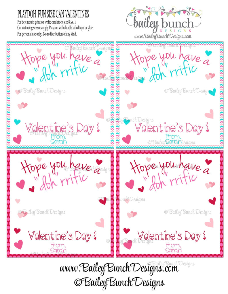 Playdoh Valentines, Playdoh "Doh"rrific, "Doh" You want to be my Valentine Favors VDAYADOH0520