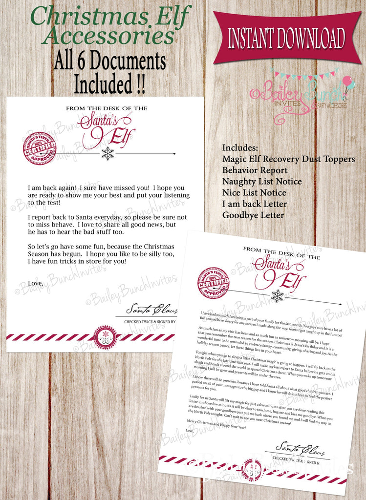 Elf Printables, Christmas Elf, nice list, naughty list, behavior report, Santa IDELF0520