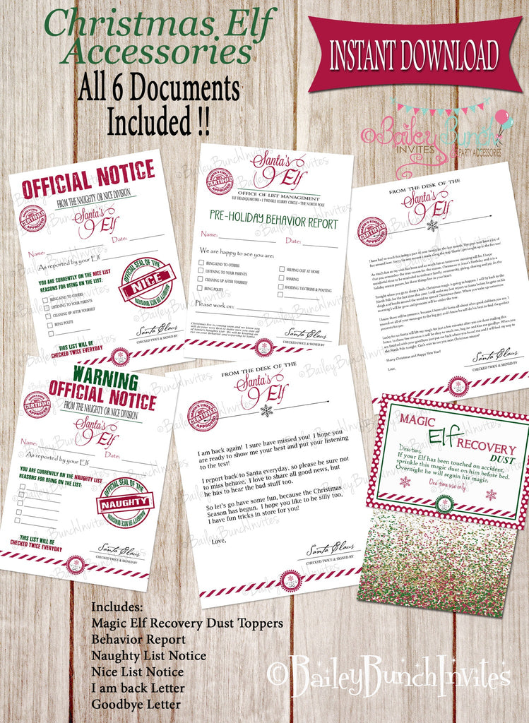 Elf Printables, Christmas Elf, nice list, naughty list, behavior report, Santa IDELF0520