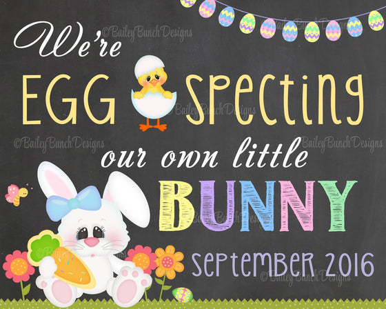 Easter Pregnancy Reveal Announcement Chalkboard Sign, EGG SPECTING Pregnancy EGGCHALK0520