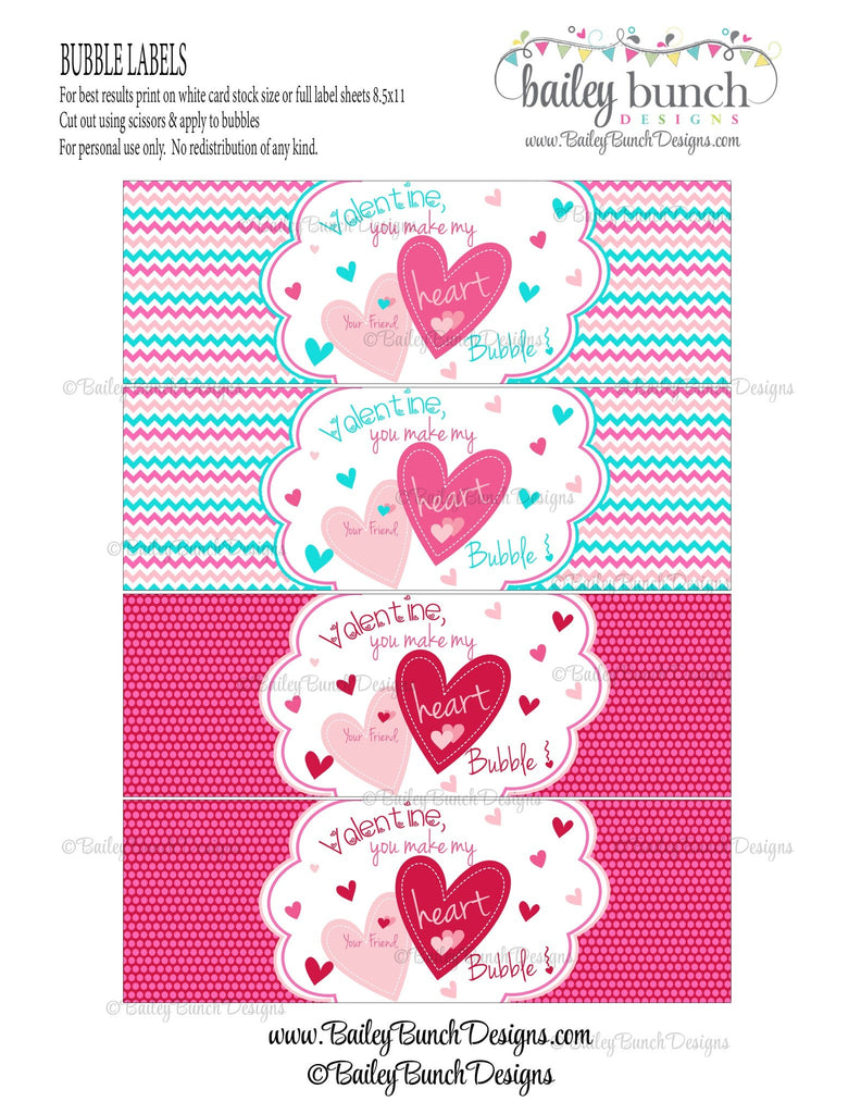 You make my heart bubble Valentine Treat Tags, Bubble Valentines IDVDAYBUBBLES0520