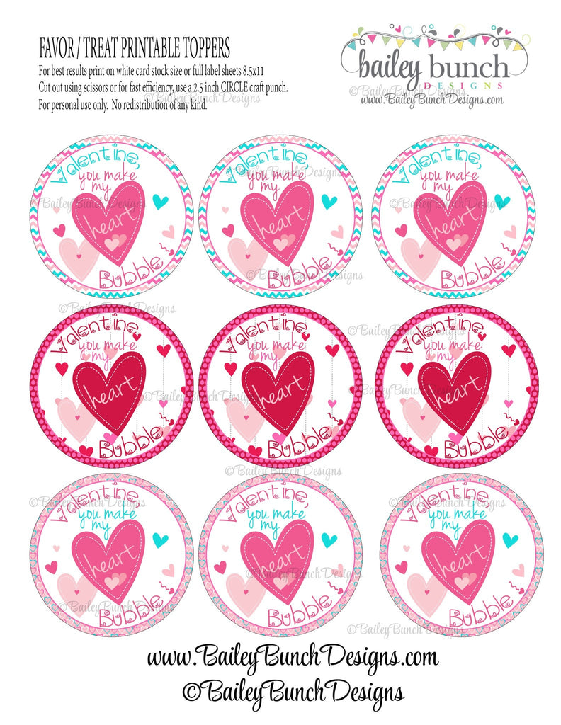 You make my heart bubble Valentine Treat Tags, Valentines IDVDAYBUBBLE0520