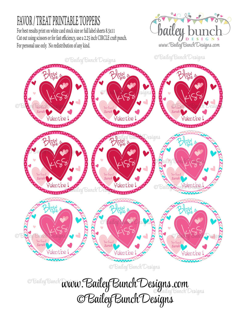 Blow Me A Kiss Valentine Treat Tags, Valentines VDAYKISS0520